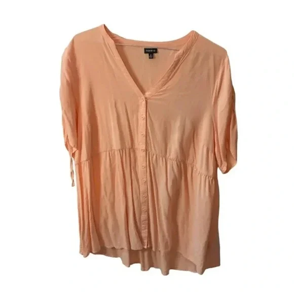 NWOT Torrid Babydoll Challis Tie Sleeve Top 3X - Picture 2 of 9